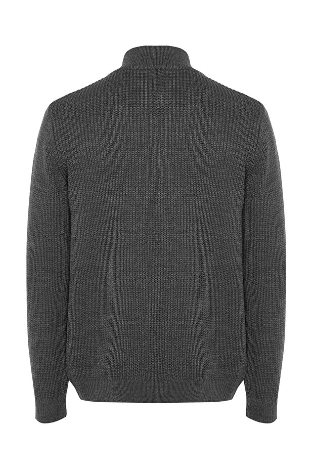 Koyu Gri Casual Regular Fit Couple/Çift Yarım Balıkçı Fermuarlı Yaka Kazak TMNAW22KZ1908 - 11