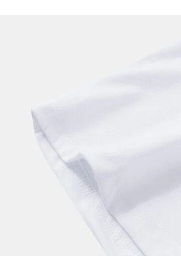 تي شيرت أبيض كبير الحجم بنمط الورد - 4