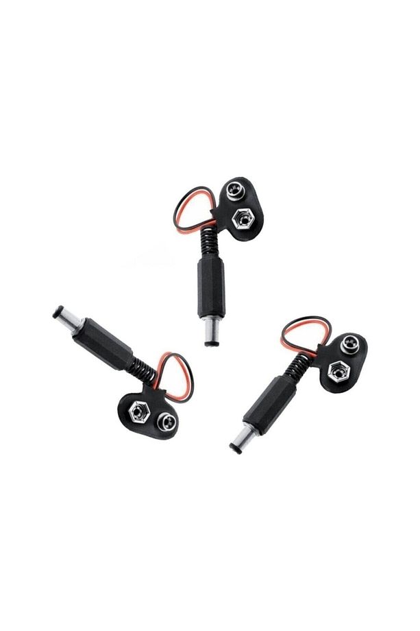 3 Adet - Uyumlu Jaklı 9v Pil Bağlantı Kablosu 9 Volt Pil Başlığı Jack Battery Connector - 1