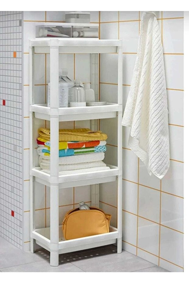 White 3-Compartment Bathroom Shelf Unit, Stylish and Practical Storage Solution - 4