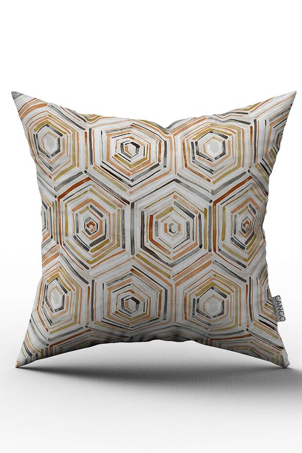 Біло-помаранчевий цифровий друк з сучасним геометричним візерунком, чохол для подушки - Otyk072 - 1