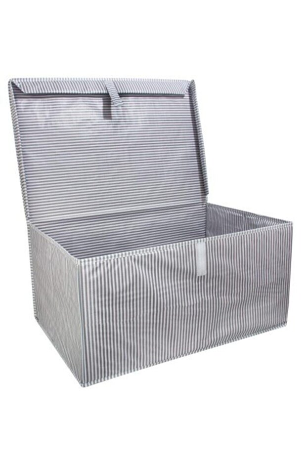 صندوق رمادي مخطط بغطاء ميجا - 60x40x30