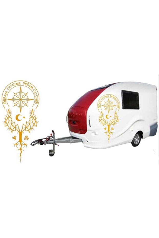 caravan dream catcher sticker Gold camping car vehicle Nature