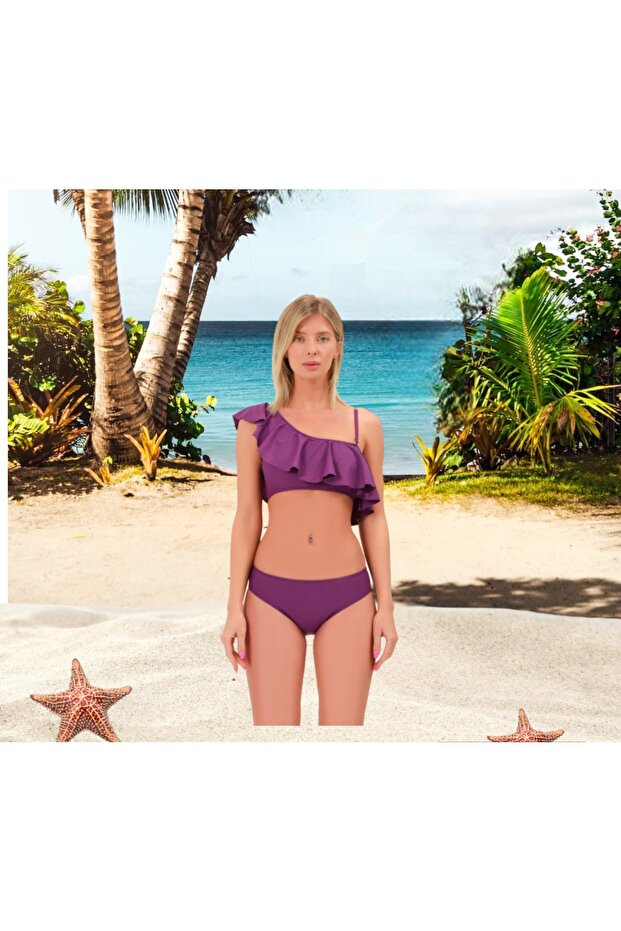 مجموعة بيكيني بفيونكة رفيعة وحزام رفيع - 1