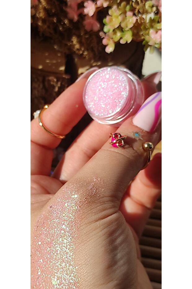 Pembe Simli Glitter Jel Far -yüz Ve Vücut Simi - 2