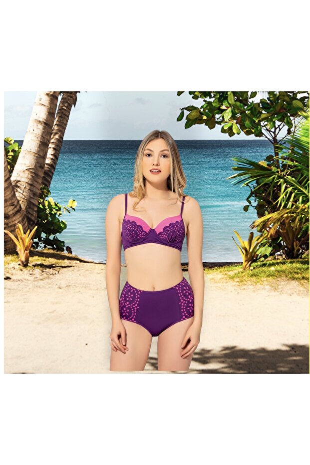 مجموعة بيكيني بفيونكة رفيعة وحزام رفيع - 4