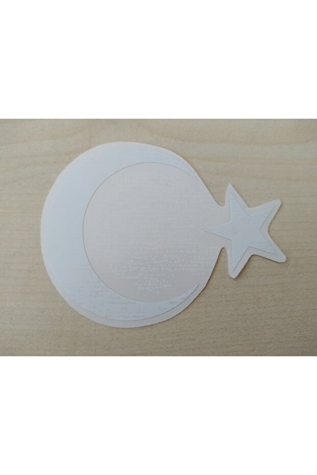 MOON STAR STICKER WHITE 8x6cm (PRICE FOR 2 PIECES) TURKISH FLAG STICKER, STICKER BEAR STICKER