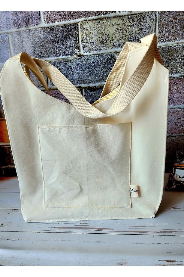El Yapımı, KREM Kot , Nakışlı Çanta %100 Handmade - 3