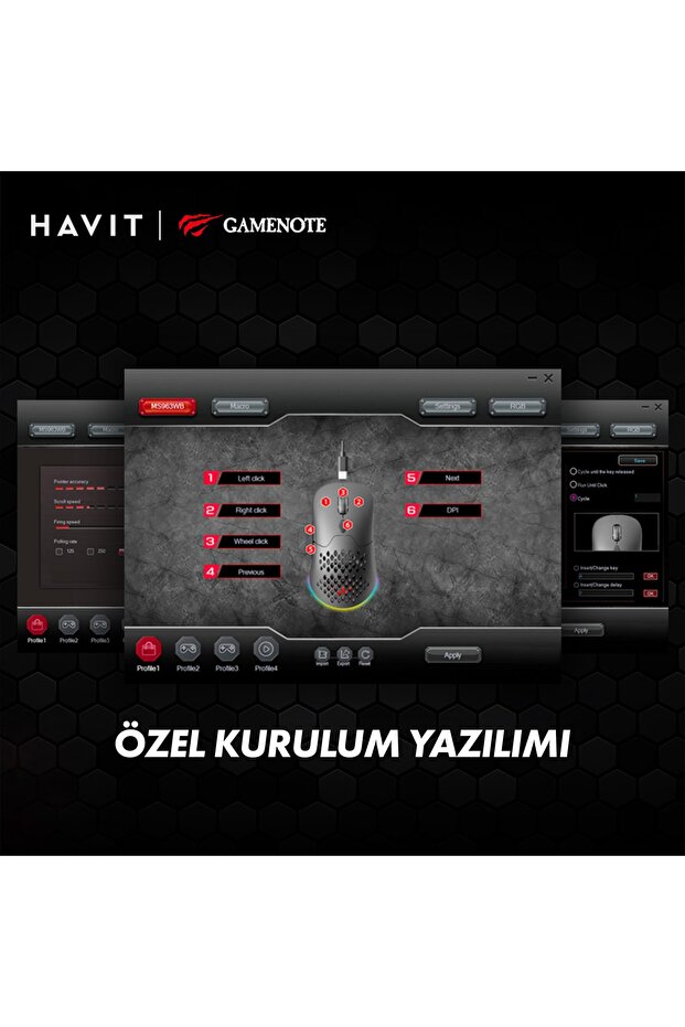 Gamenote MS963WB RGB Wireless Kablosuz Modüler Profesyonel Gaming Mouse - 8