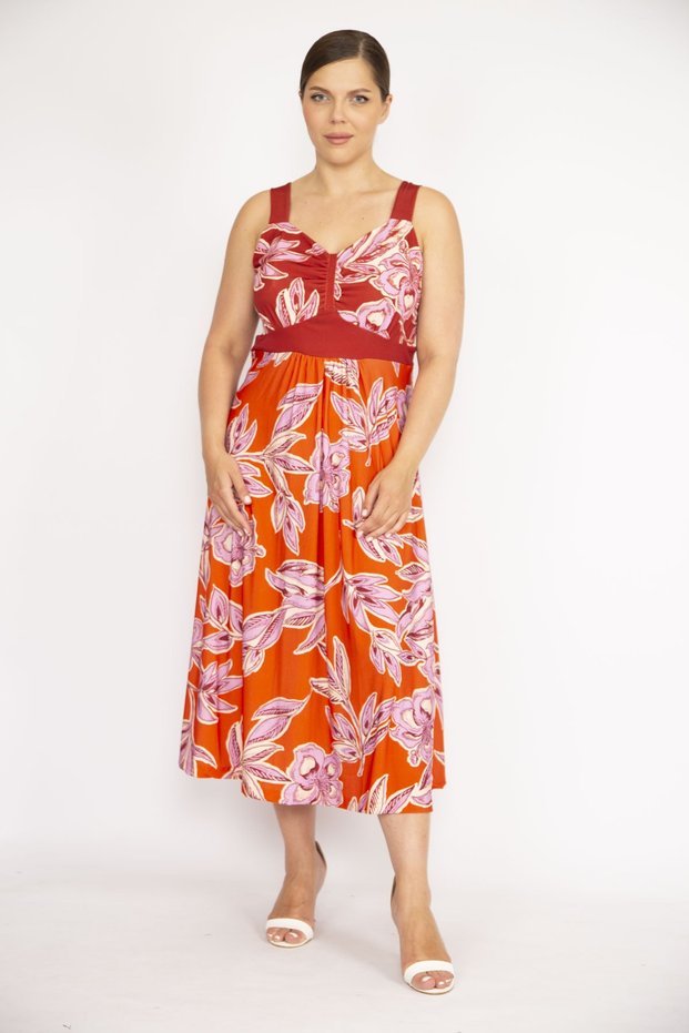Women's Colorful Large Size Thick Strap Colorful Long Dress 65n36571