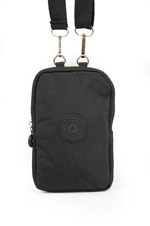 Krinkıl / Klinkır Imported Waterproof Fabric Shoulder Strap Mobile Phone Carrying Bag Black 226