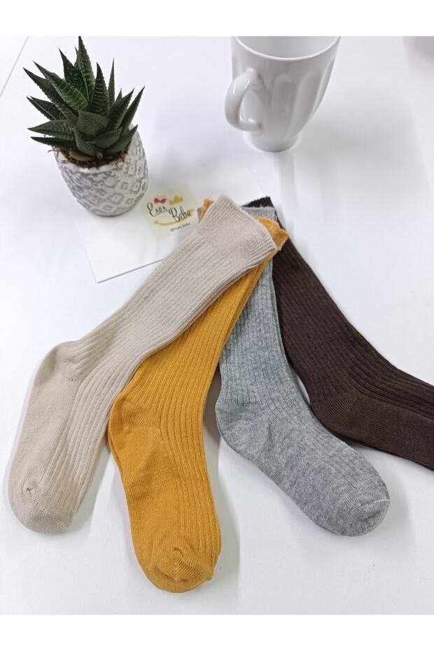 saffron gray beige brown knee length baby kids socks