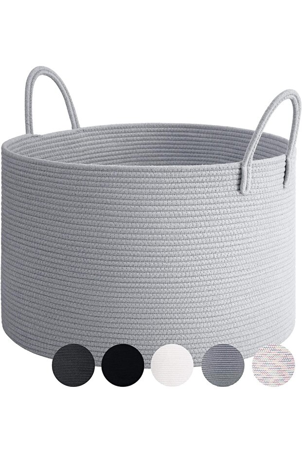 Clover Special Cotton-Handled Jute Blanket Basket Straw Toy Basket Jute Laundry Basket 40-30