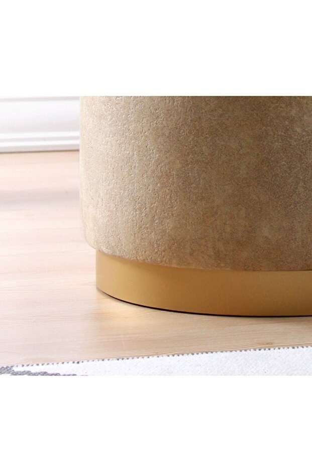 Luton Deri Puf - Bej - 5