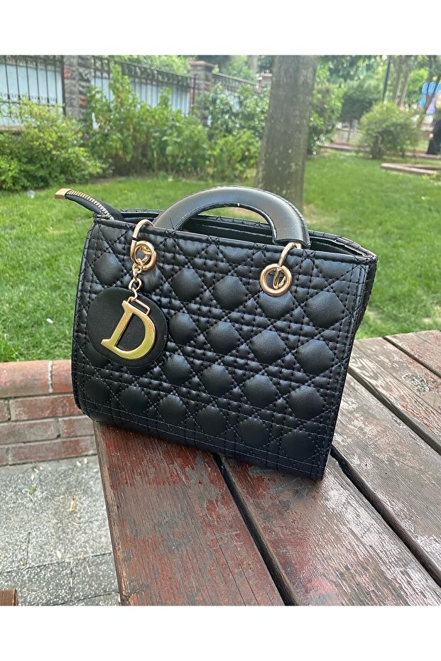 Women's Embroidered Black Small Hand and Shoulder Bag
