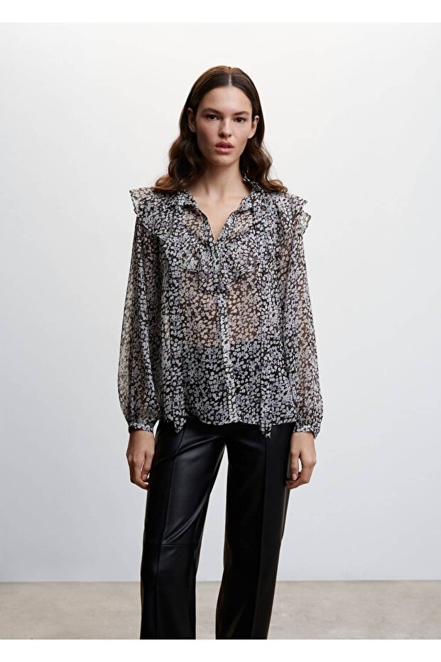 Çiçek Desenli Bluz - 1