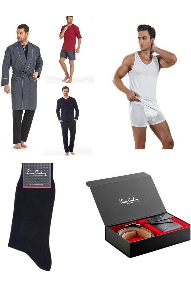 4-Piece Dowry Pack Robdöşambr Athlete Boxer Suit Socks and Belt Wallet Set