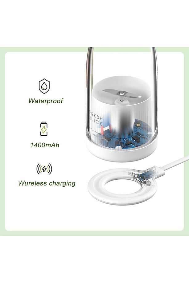 Taşınabilir Mini Hızlı Blender 350ml Meyve Sıkacağı Kupası, Kablosuz Şarjlı, Smoothie Milkshake - 5