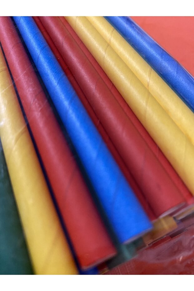 8mm*200mm ( Kağıt Pipet ) Full 4 Color Mıx Paper Straw 100 Pcs - 4