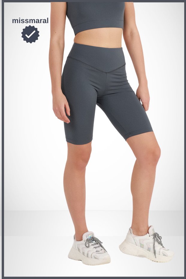 Women's Short Leggings Sports Shorts Anthracite Seasonal Recovery High Waist Bikers 1070