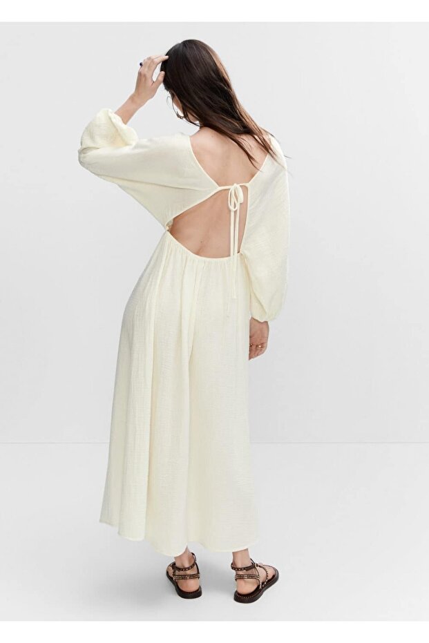Embroidered Backless Dress - 4