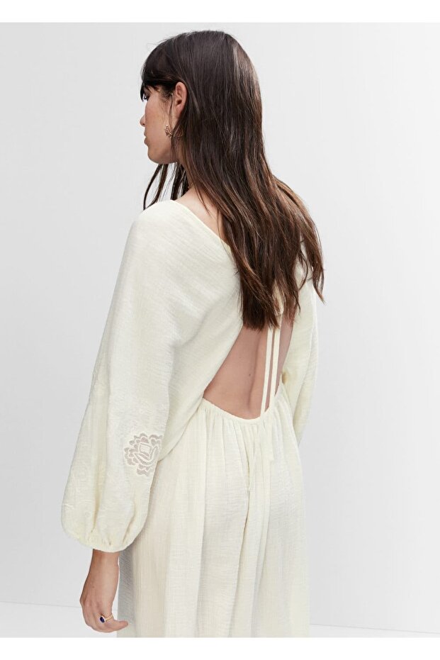 Embroidered Backless Dress - 6
