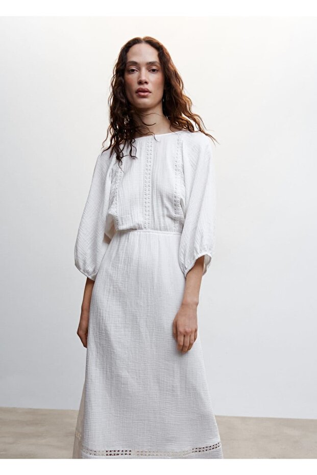 Arkası Bağlı Pamuklu Elbise - 1