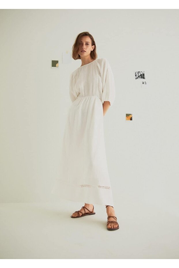 Arkası Bağlı Pamuklu Elbise - 6