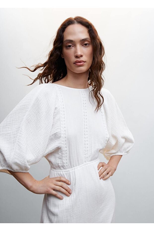 Arkası Bağlı Pamuklu Elbise - 7