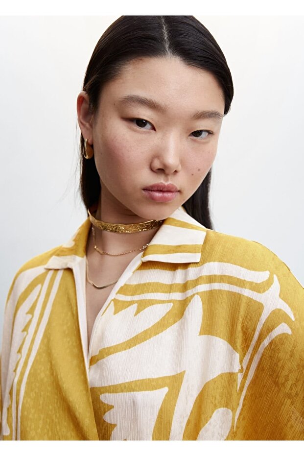 Desenli Gömlek Elbise - 7