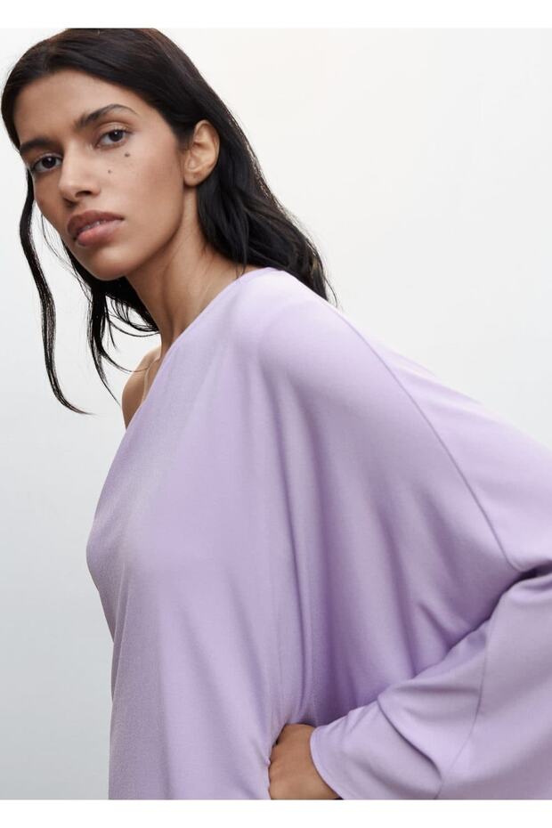 Asimetrik Kollu Elbise - 5