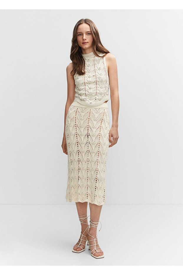 Stras detaylı triko etek - 2