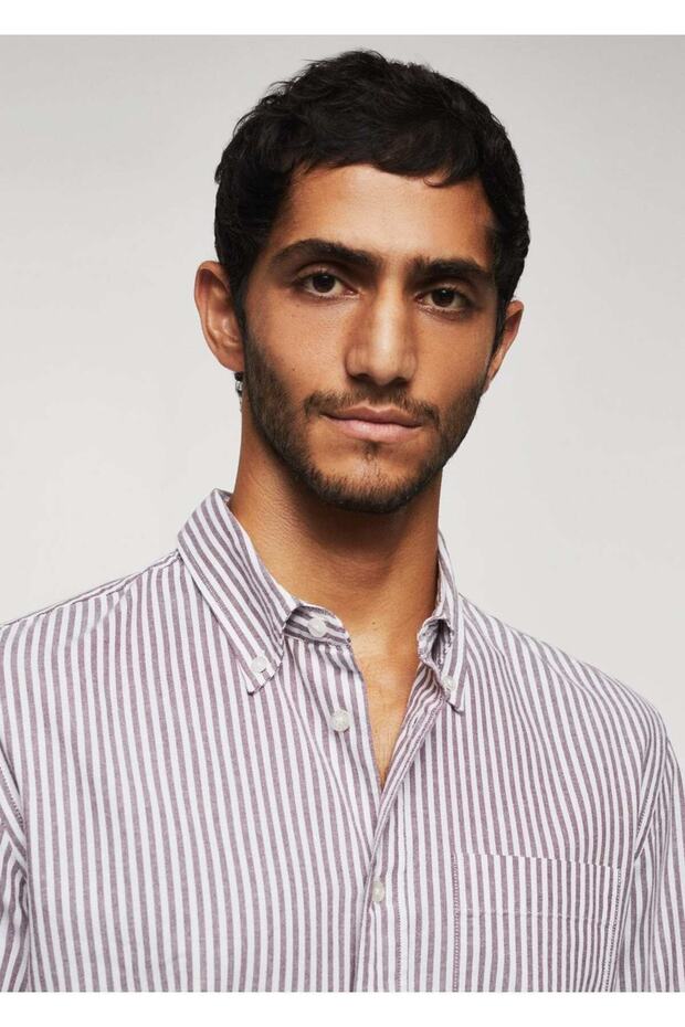 Çizgili Pamuklu Regular Fit Gömlek - 5