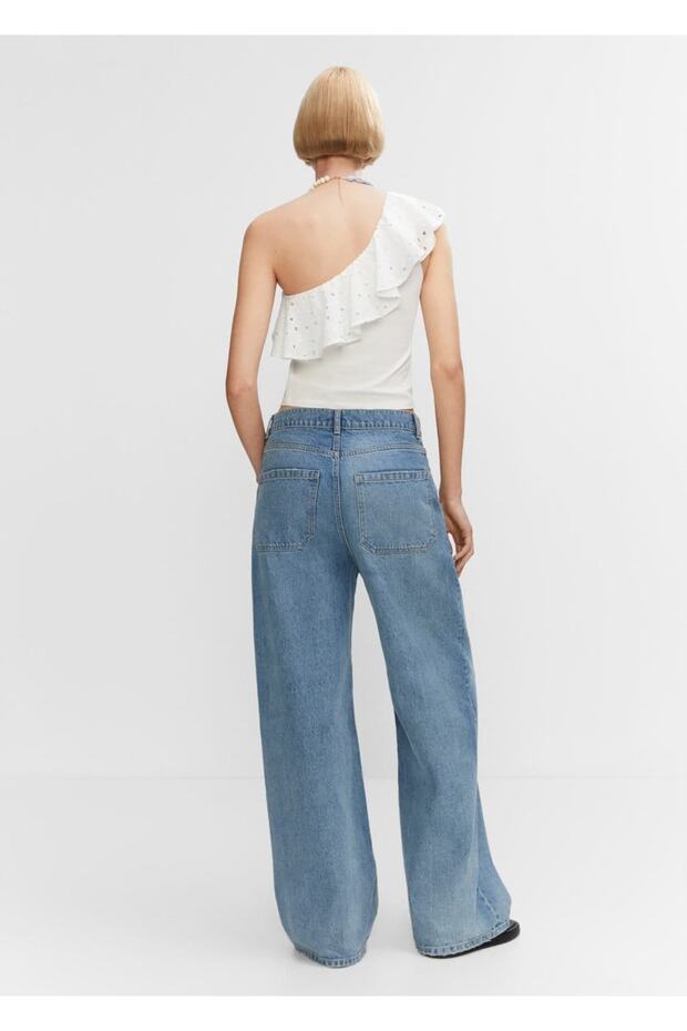 Volanlı işlemeli asimetrik bluz - 4