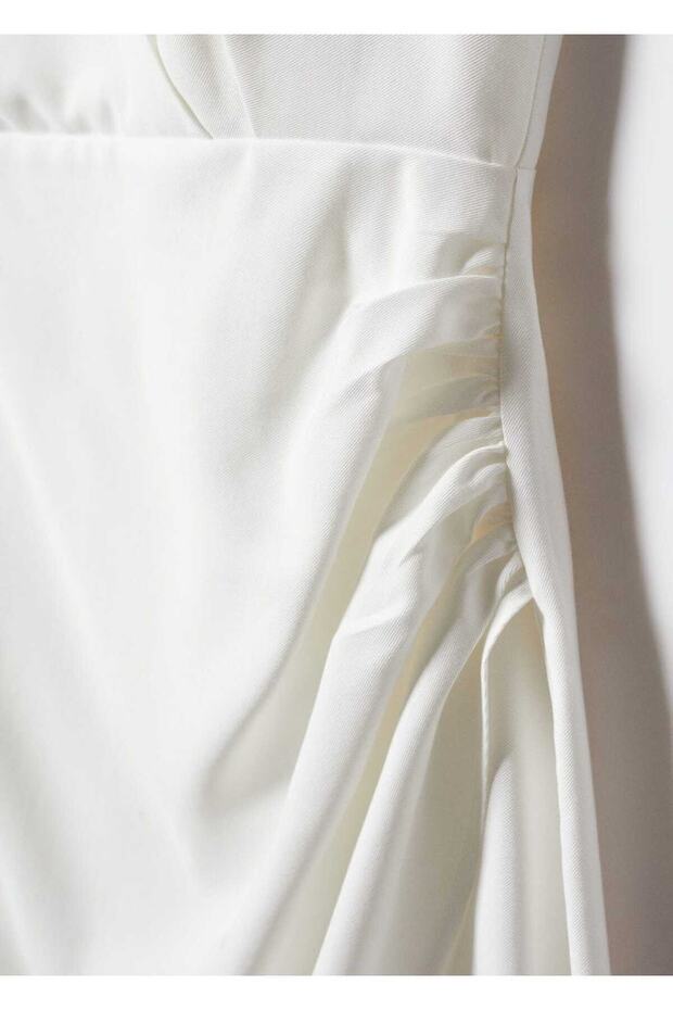 Drape Detaylı Elbise - 7