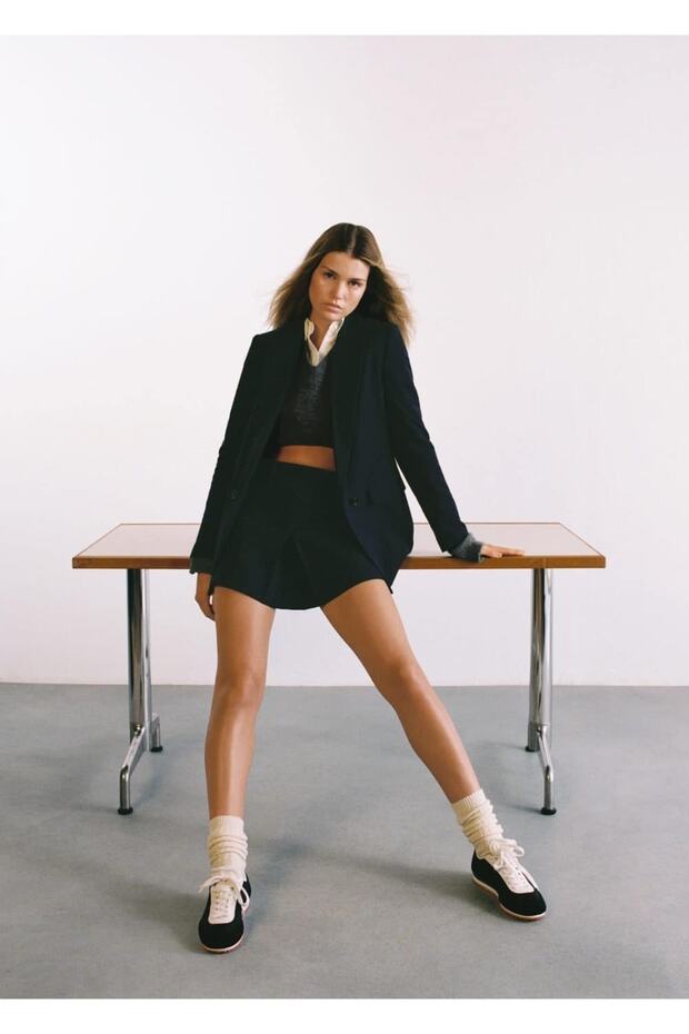 Mango Kadın İnce Çizgili Etek - 6