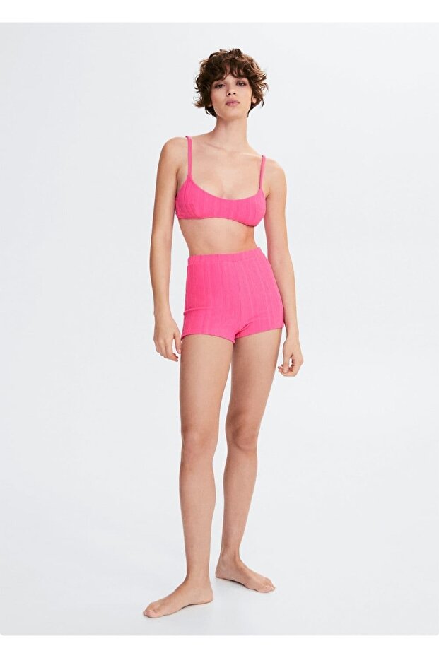 Çizgili Dokulu Şort - 2