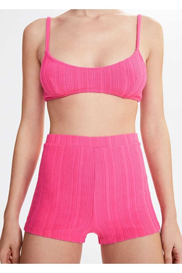 Çizgili Dokulu Şort - 7