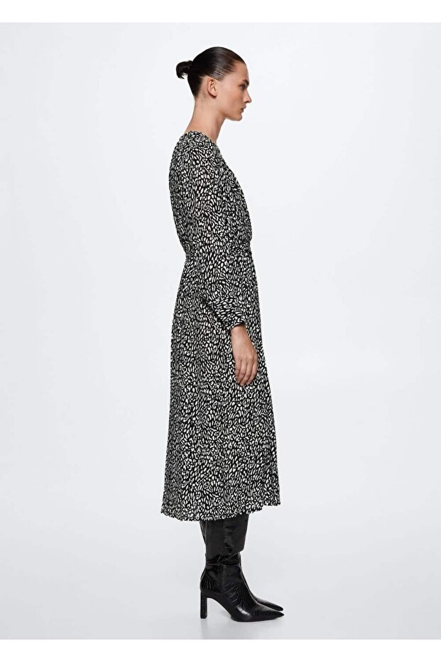 Desenli Pilili Elbise - 6