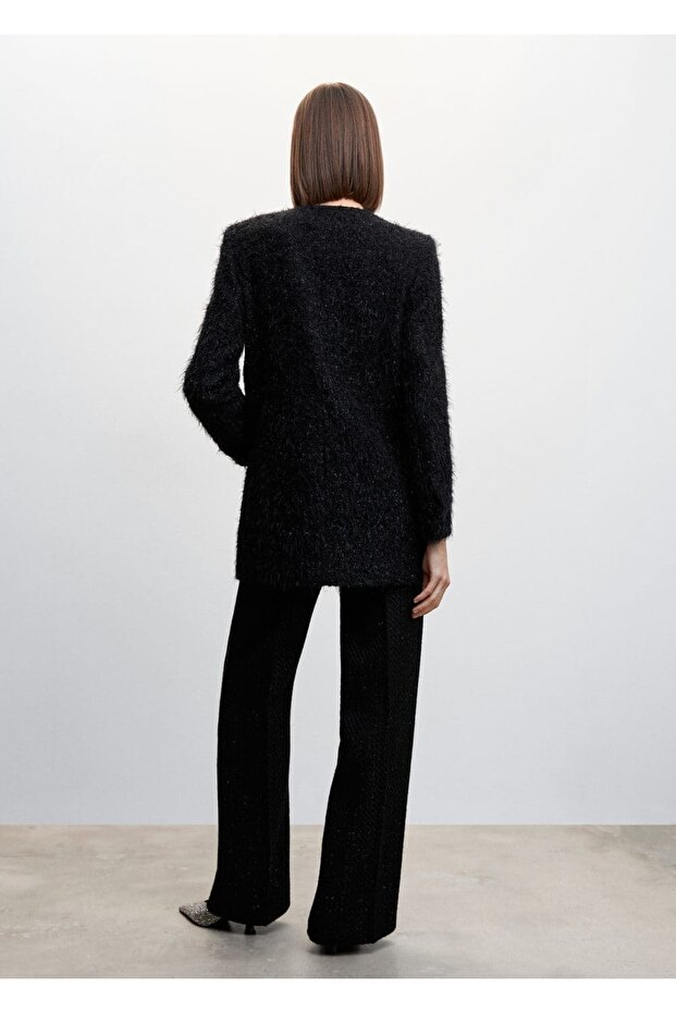 Kürk Görünümlü Triko Palto - 4