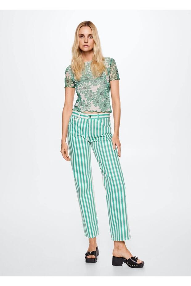 Desenli Tül Tişört - 2