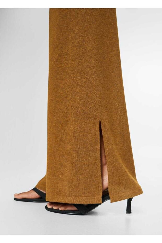 Yan Yırtmaçlı Triko Pantolon - 5