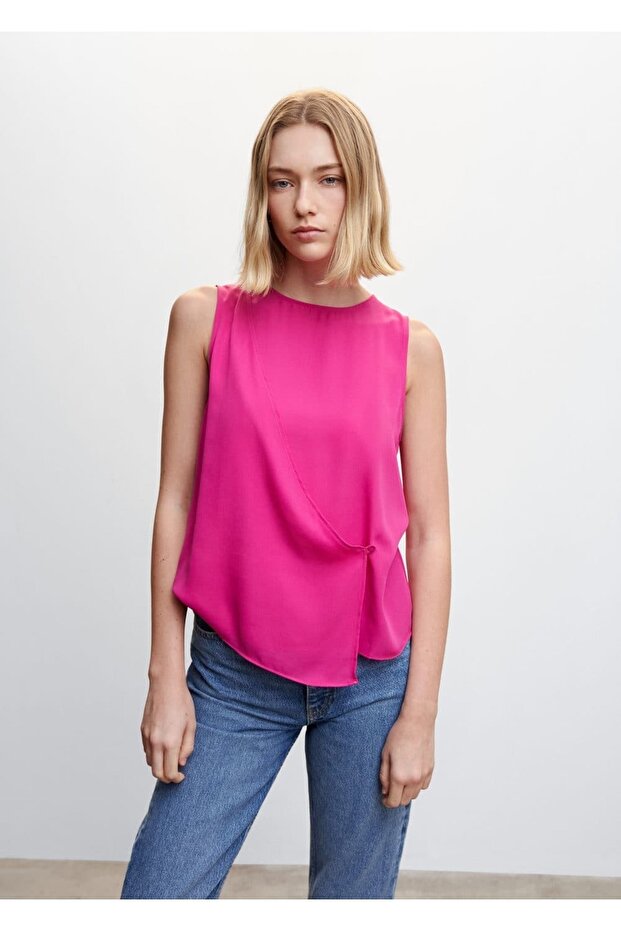 Düğmeli Kruvaze Bluz - 1