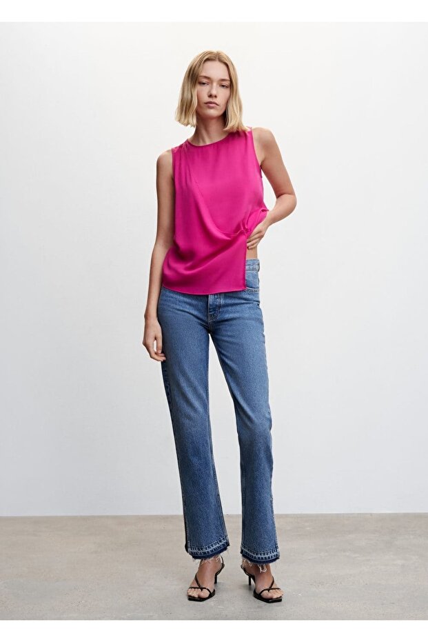 Düğmeli Kruvaze Bluz - 2