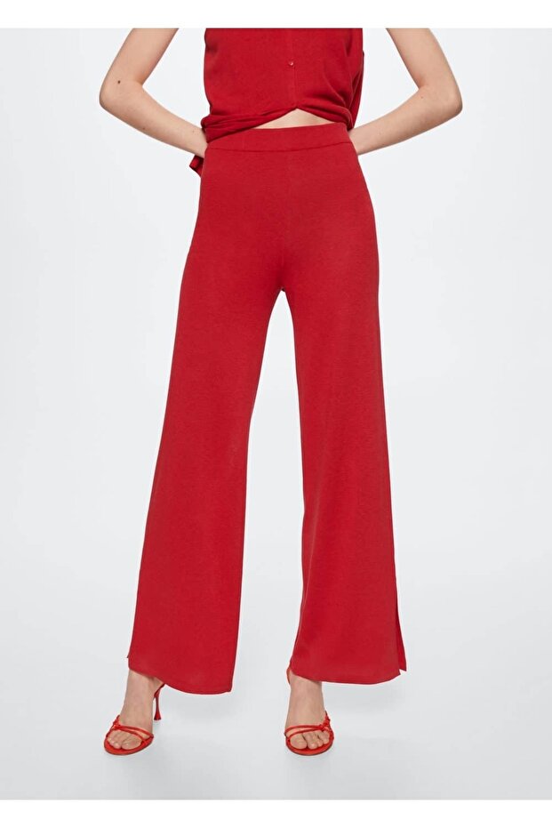 Yan Yırtmaçlı Triko Pantolon - 1