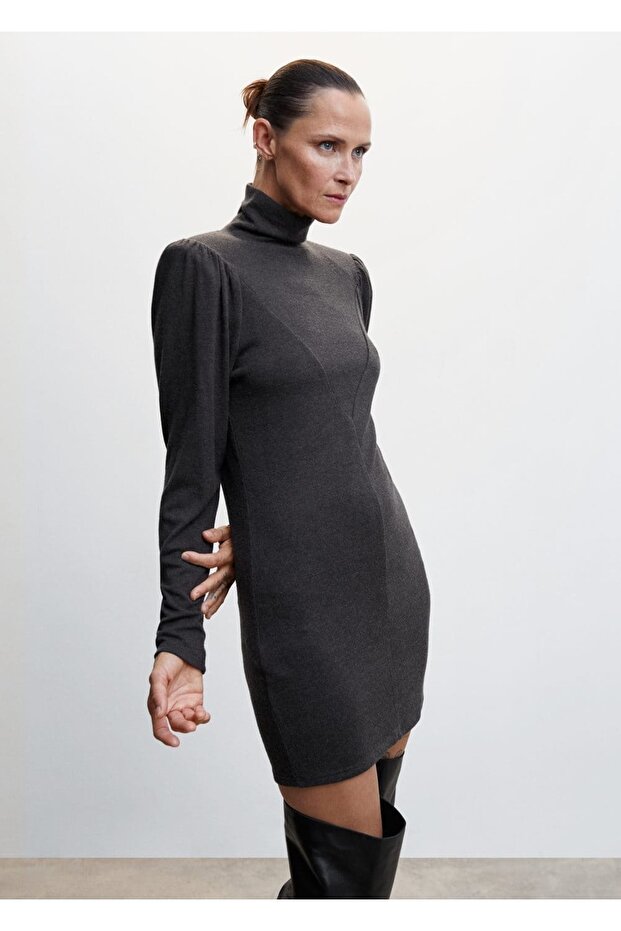 Balıkçı Yaka Triko Elbise - 1