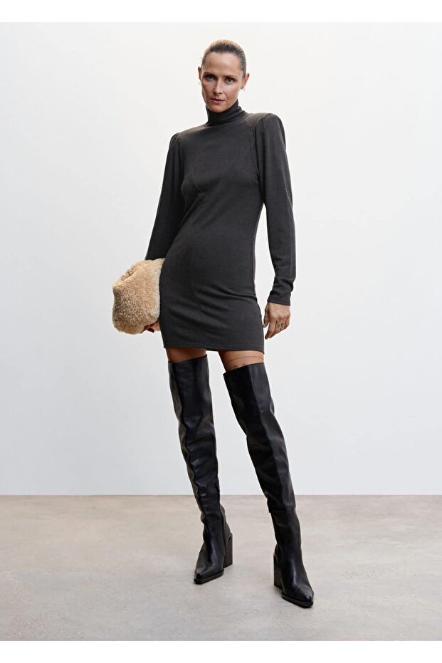 Balıkçı Yaka Triko Elbise - 2