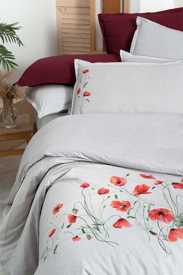 Serra Gri Tek Kişilik %100 Pamuk Fancy Poplin Nevresim Takımı - 5