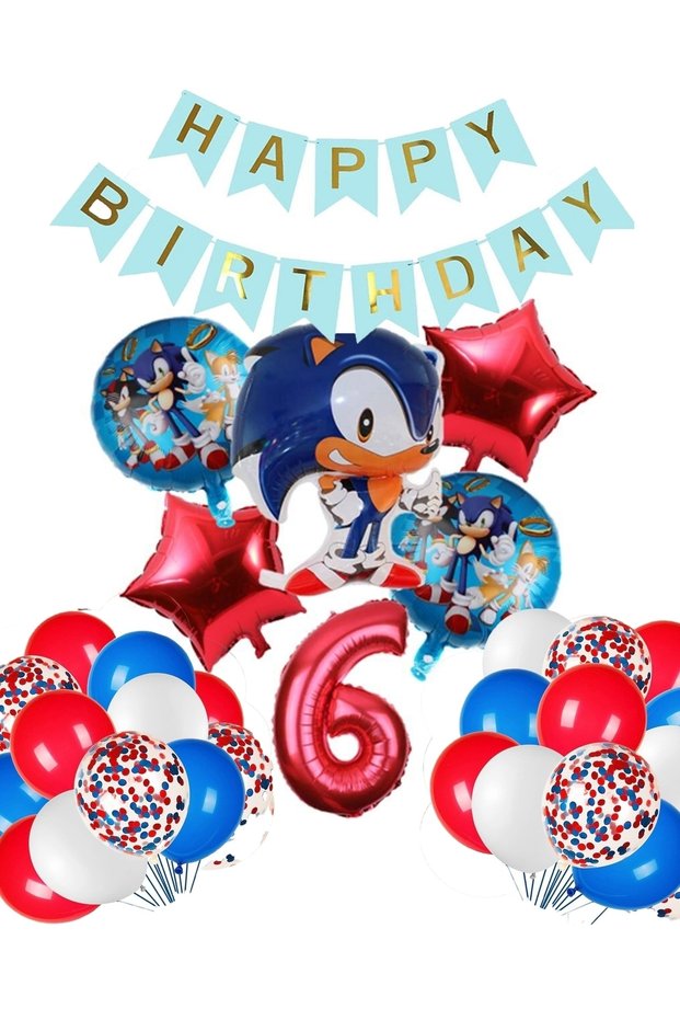 Sonic Fox Concept 6 Years Old Balloon Set Sonic Birthday Red Balloon Set