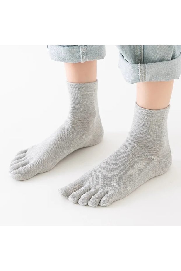 Men's Toe Socks 4-Piece Black Smoke Gray Color